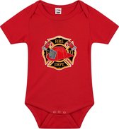 Brandweer logo verkleed baby rompertje rood jongens en meisjes - Kraamcadeau - Brandweer babykleding 56 (1-2 maanden)