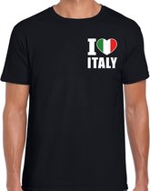 I love Italy t-shirt zwart op borst voor heren - Italie landen shirt - supporter kleding M