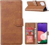 Samsung A22 4G hoesje bookcase Bruin - Samsung Galaxy A22 4G hoesje portemonnee wallet case - Hoesje A22 4G book case hoes cover