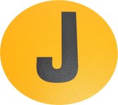 Magazijn vloersticker   -  Ø 19 cm   -  geel / zwart   -  Letter J