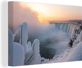 Canvas Schilderij Waterval - Mist - Zon - 120x80 cm - Wanddecoratie