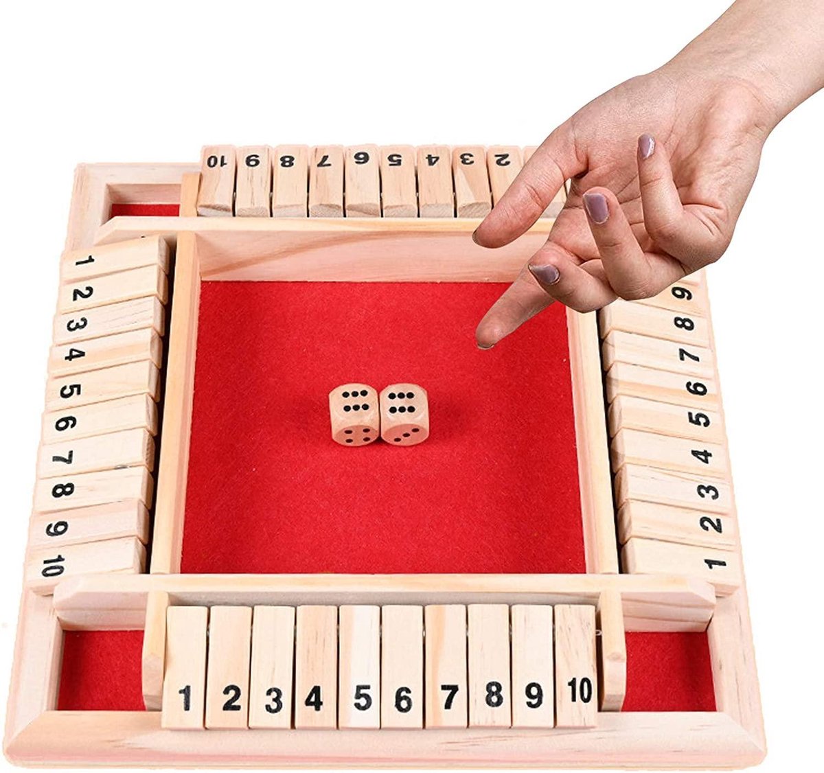 Sluit de doos - Zinaps Wooden Board Game, Classic Dice Game Board Toy, Sluit de doos, familie Maths Game voor kinderen, houten tafel spel, klassiek- (WK 02127)