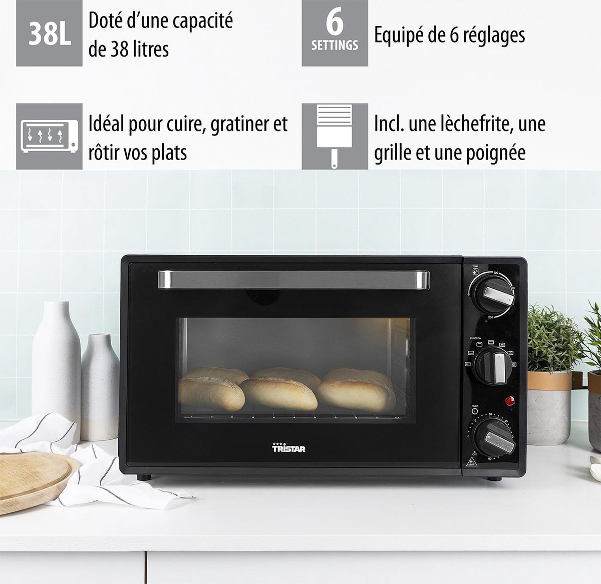 Tristar OV-3630 Convectieoven – Vrijstaande Oven 38 liter – Heteluchtoven 2000 Watt - Zwart – foto 8