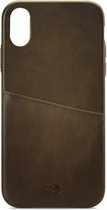 Senza Desire Cardslot Echt Leer Backcover voor de iPhone XS Max - Burned Olive