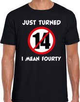 Just turned 14 I mean 40 cadeau t-shirt zwart voor heren - 40 jaar verjaardag kado shirt / outfit XL