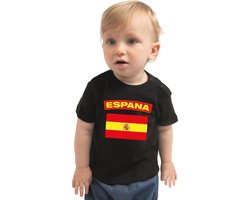 Espana baby shirt met vlag zwart jongens en meisjes - Kraamcadeau - Babykleding - Spanje landen t-shirt 80