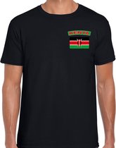 Kenya t-shirt met vlag zwart op borst voor heren - Kenia landen shirt - supporter kleding M