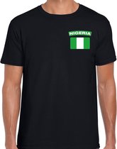 Nigeria t-shirt met vlag zwart op borst voor heren - Nigeria landen shirt - supporter kleding S