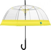 paraplu dames 89 cm fiberglas transparant/geel