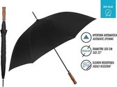 paraplu automatisch 83 x 103 cm microvezel/hout zwart