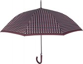 paraplu stippen 112 cm automatisch dames bordeaux/lichtblauw