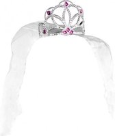 Tiara Hen Night dames 12,7 x 8,6 cm zilver/roze