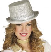 hoge hoed dames vilt zilver one-size