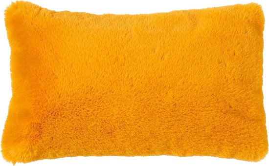 Dutch Decor ZAYA - Sierkussen 30x50 cm - bontlook - effen kleur - Golden Glow - geel - Inclusief binnenkussen