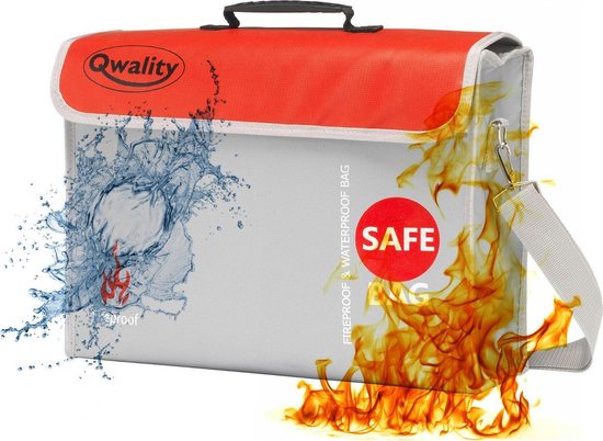 Sac résistant à la chaleur - Fire Bag - Porte-documents sécurisé - Fire Bag - Money Bag - Fire Retardant LiPo Bag - Large - Qwality
