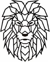 wanddecoratie Lion 49 x 54 cm edelstaal zwart