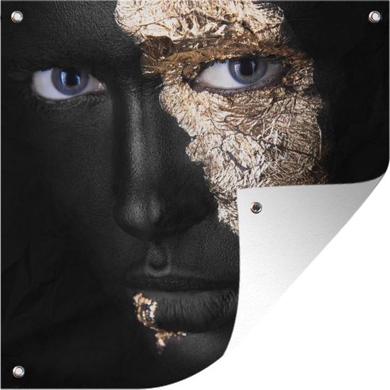 Poster de Jardin Femme - Goud - Zwart - 200x200 cm - Toile de jardin - Poster extérieur