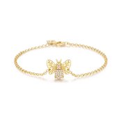 Twice As Nice Armband in verguld zilver, bij met witte zirconia  15 cm+3 cm