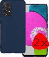 Samsung Galaxy A52s Hoesje 5G Donker Blauw Siliconen - Samsung Galaxy A52s Case Back Cover Donker Blauw Silicone - Samsung Galaxy A52s Hoesje Siliconen Hoes Donker Blauw - 2 Stuks