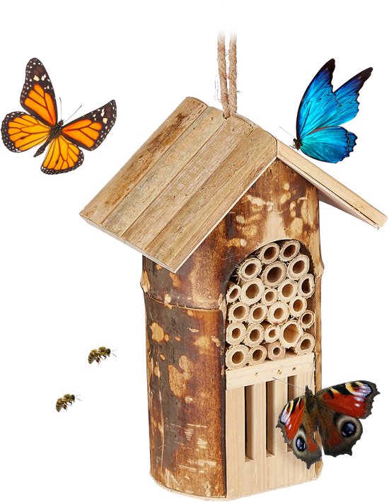insectenhuis klein - bamboe - hangend - staand - 20 x 13,5 x 10 cm - bijenhote