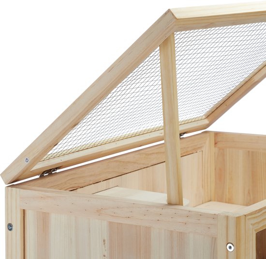 Hamsterkooi 3 etages houten knaagdierhok met klepjes - 120x60x40 cm - XXL natuurlijke knaagdierenkooi