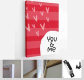Valentines day romantic background with heart vector graphic and greeting card set with lettering love messages - Modern Art Canvas - Vertical - 1866695344 - 80*60 Vertical