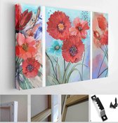 Decoration for the interior. Modern abstract art on canvas. Set of paintings with watercolor red flowers - Modern Art Canvas - Horizontal - 1321181345 - 40*30 Horizontal