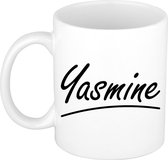 Yasmine naam cadeau mok / beker sierlijke letters - Cadeau collega/ moederdag/ verjaardag of persoonlijke voornaam mok werknemers