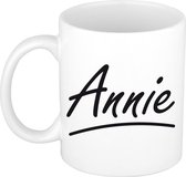 Annie naam cadeau mok / beker sierlijke letters - Cadeau collega/ moederdag/ verjaardag of persoonlijke voornaam mok werknemers