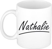 Nathalie naam cadeau mok / beker sierlijke letters - Cadeau collega/ moederdag/ verjaardag of persoonlijke voornaam mok werknemers