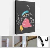 Modern abstract faces with abstract shapes. Minimalism concept. Line art drawing style. Contemporary silhouette of woman - Modern Art Canvas - Vertical - 1770548135 - 40-30 Vertical