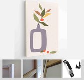 Collection of contemporary art posters in pastel colors. Abstract elements and vases,flowers, leaves and fruits, branches - Modern Art Canvas - Vertical - 1853039077 - 50*40 Vertic