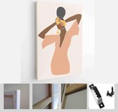 Set of abstract female shapes and silhouettes on retro summer background. Abstract women portraits in pastel colors - Modern Art Canvas - Vertical - 1636212199 - 115*75 Vertical