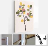 Collection of contemporary art posters in pastel colors. Abstract leaves and fruits, branches, lemons. Great design for social media, postcards, print - Modern Art Canvas - Vertica