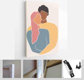 Set of abstract man and female shapes. Abstract couple portraits in pastel colors. Collection of contemporary art posters - Modern Art Canvas - Vertical - 1824657665 - 115*75 Verti