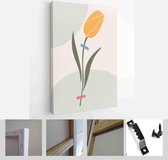Collection of contemporary art posters in pastel colors. Abstract geometric elements and shapes, leaves and flowers, tulip - Modern Art Canvas - Vertical - 1823302799 - 80*60 Verti