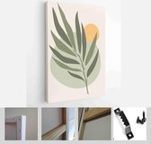 Collection of contemporary art posters in pastel colors. Abstract geometric elements and strokes, leaves and berries, olive, tangerine - Modern Art Canvas - Vertical - 1823303258 -