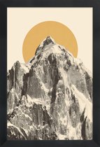 JUNIQE - Poster met houten lijst Mountainscape 5 -13x18 /Geel & Grijs