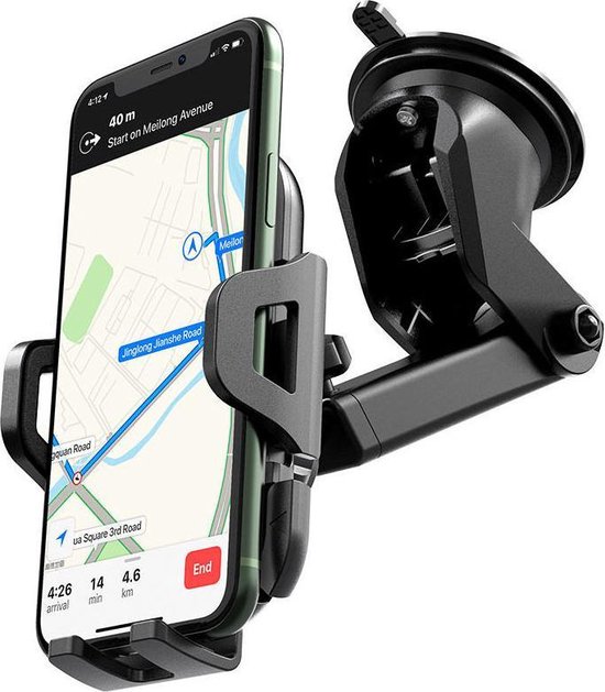 Hoco 360° Verstelbare Dashboard/Raam Telefoon Houder met Zuignap Zwart