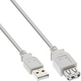 InLine USB naar USB verlengkabel - USB2.0 - tot 1A / beige - 3 meter