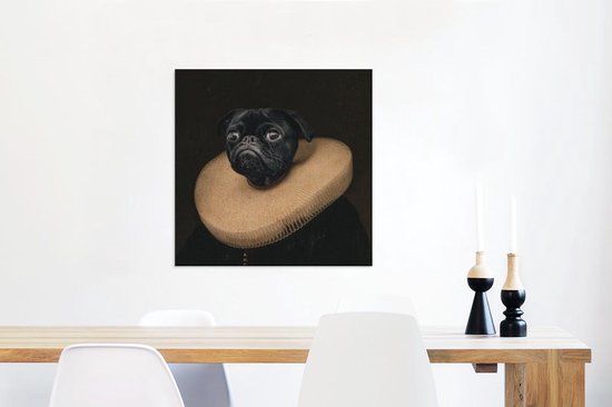 Toile Peinture Chien - Vêtements - Le Moyen-Âge - 50x50 cm - Décoration murale