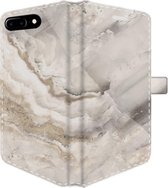Apple iPhone 8 Plus Telefoonhoesje - Portemonneehoesje  - Met pasjeshouder - Met Marmerprint - Marmer - Wit
