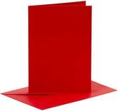 Kaarten en enveloppen, rood, afmeting kaart 10,5x15 cm, afmeting envelop 11,5x16,5 cm, 110+230 gr, 6 set/ 1 doos