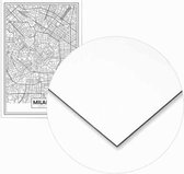 Panorama Kaart Milan Geprint Op 250gr Papier. Canvas En Witte Dibond Aluminium - Woonkamer Decoratie Foto "Aluminium" 70x100 cm Aluminium