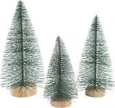 miniatuur kerstbomen 3 stuks 10 - 14 cm groen