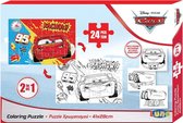 legpuzzel/kleurplaat Cars junior karton 24 stukjes