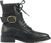 Unisa Vrouwen Leren     Veterboots / Laarzen / Damesschoenen Edecan - Zwart - Maat 38