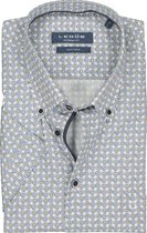 Ledub Modern Fit overhemd - korte mouw - middenblauw dessin (contrast) - Strijkvriendelijk - Boordmaat: 40