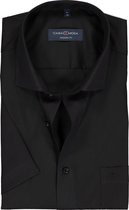CASA MODA modern fit overhemd - korte mouw - zwart - Strijkvriendelijk - Boordmaat: 39