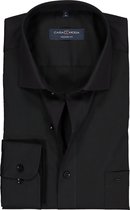 CASA MODA modern fit overhemd - mouwlengte 7 - zwart - Strijkvriendelijk - Boordmaat: 45